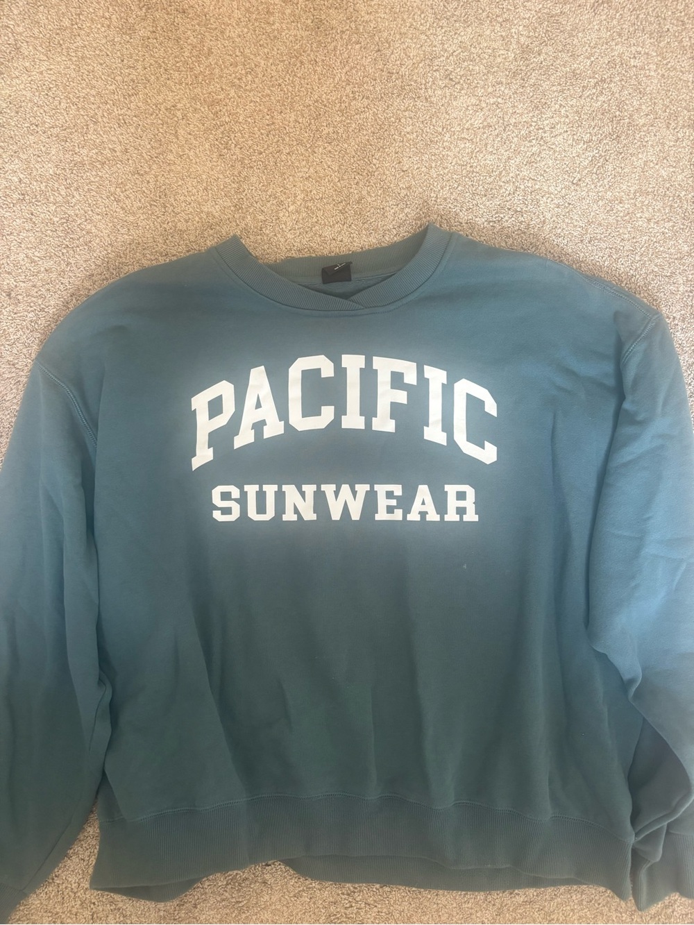 Pacific Sunwear Teal-Blue Crewneck Sweatshirt with White Logo